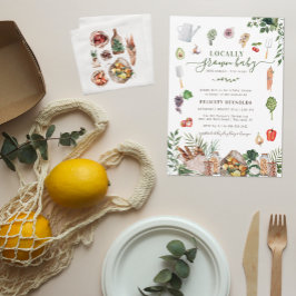 局所的に成長したベビー |ファーマーズマーケットのベビーシャワー 招待状