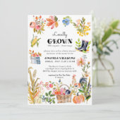 局所的に成長したベビー |ファーマーズマーケットのベビーシャワー 招待状 (スタンド正面)