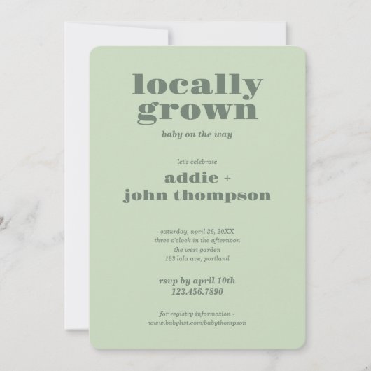 局所的に成長したモダン招待状 |カラーブロックSAGE 招待状 (正面)