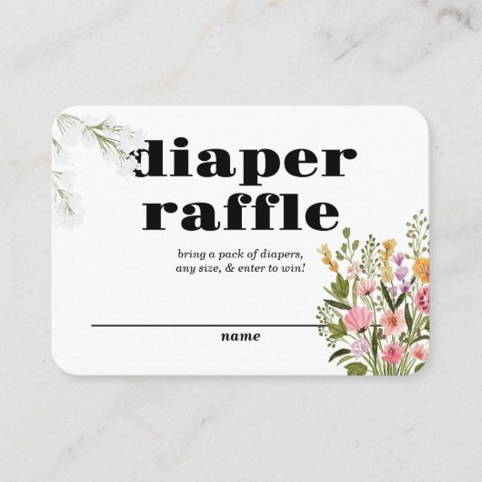 局所的に栽培された |おむつラッフルインサート |フローラ エンクロージャーカード (正面)