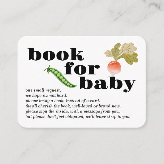 局所的に栽培された |ベビー挿入用ブック |野菜 エンクロージャーカード (正面)