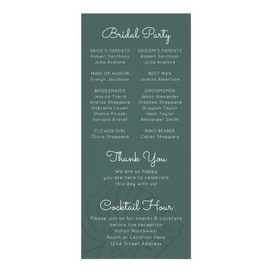 局所結婚的モンステラ葉スキニープログラム ラックカード (裏面)