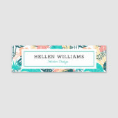 局所葉カラフルコラージュパターン 名札 (正面)