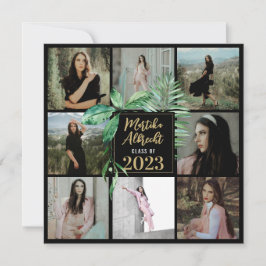 局所葉 |緑と黒 |写真の卒業 招待状