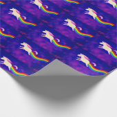 屁をする紫色のピンクの虹のユニコーン虹 ラッピングペーパー (角)