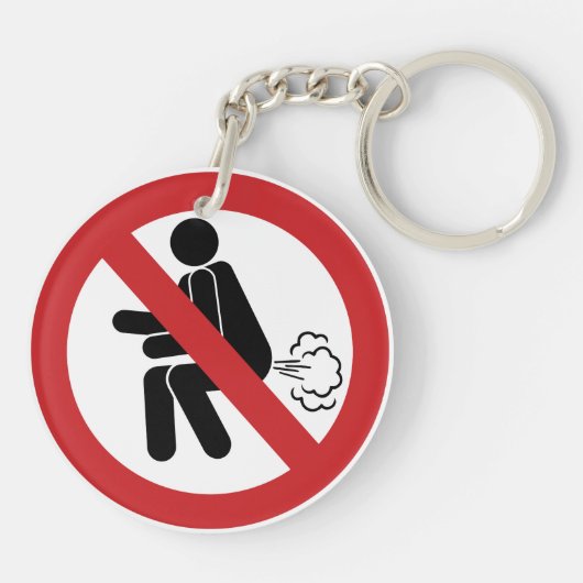 屁をする⚠のおもしろいなタイの洗面所の印の⚠無し キーホルダー (裏面)