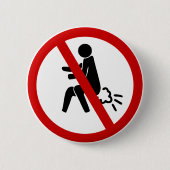 屁をする⚠のおもしろいなタイの洗面所の印の⚠無し 缶バッジ (正面)