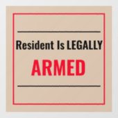 居住者は武器を持っている ウィンドウサイン (シート)