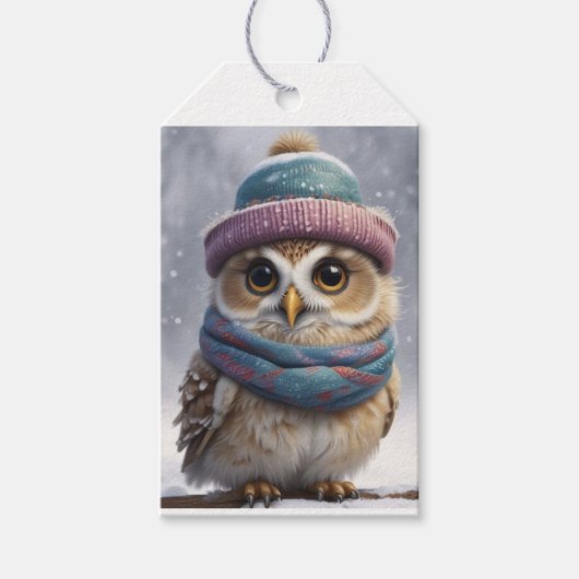 居心地が良くて可愛いフクロウのギフトラベル ギフトタグ (正面)