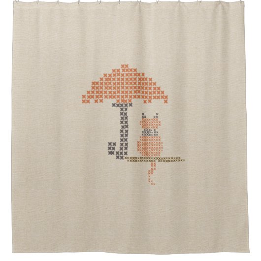 居心地のおもしろい良いキャットリネンルックシャワーカーテン シャワーカーテン (正面)