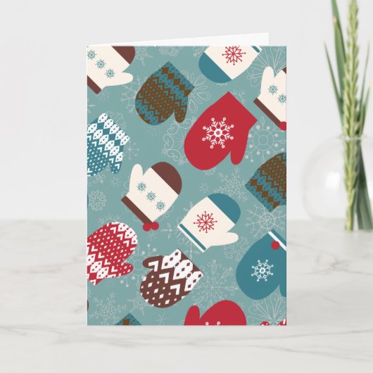 居心地のよいクリスマスのミトン シーズンカード (正面)