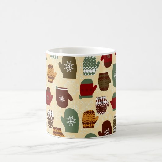 居心地のよい冬のクリスマスの休日のミトン コーヒーマグカップ (中央)