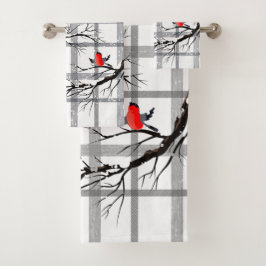居心地のよい国のコテージの冬の鳥のBathタオルセット バスタオルセット