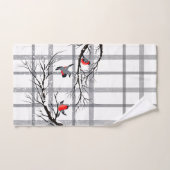 居心地のよい国のコテージの冬の鳥のBathタオルセット バスタオルセット (ハンドタオル)