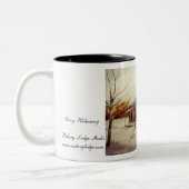 居心地のよい小屋のコーヒー・マグ ツートーンマグカップ (左)