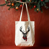 居心地のよく及び暖かい|赤いバッファローの格子縞のトナカイのモノグラム トートバッグ