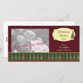 居心地のよく赤いおよび緑のクリスマスツリーの写真カード シーズンカード (正面/裏面)