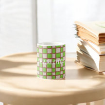 居心地の素朴良い緑の茶市松模様にい格子模様