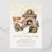 居心地の良いお気に入りのクリスマスツフォイル招待状 箔招待状 (正面)