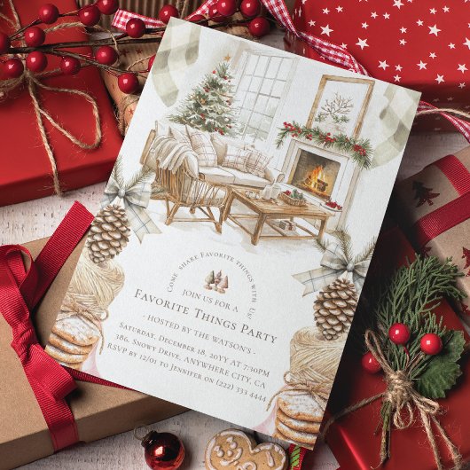 居心地の良いお気に入りの事物クリスマスパーティー 招待状