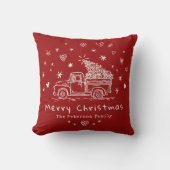 居心地の良いお洒落レトロクリスマストラックファミリーフォト クッション (正面)