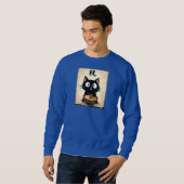 居心地の良いかわいい:可愛い黒猫ラーメンSweatshirt スウェットシャツ (正面フル)