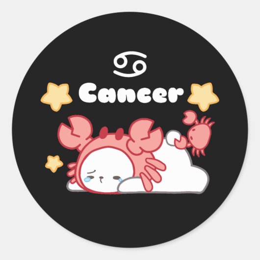 居心地の良いがん星座お洒落バニー&カニ ラウンドシール (正面)