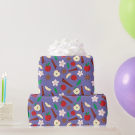 居心地の良いアップルと秋シナモンシームレス感謝祭 ラッピングペーパー