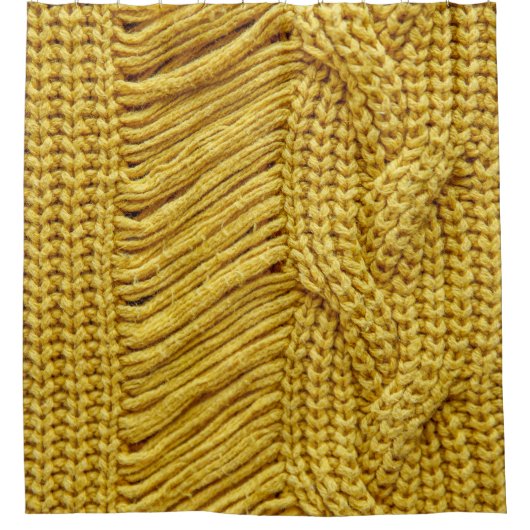 居心地の良いイエローセーター：テクスチャ付き背景 シャワーカーテン (正面)