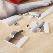 居心地の良いイエローラブラドールリトリエバードッグクリスマス ジグソーパズル (側面)