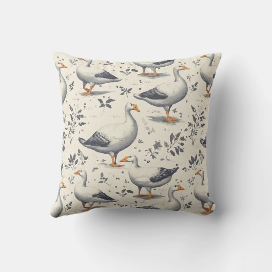 居心地の良いインスパイア宇宙の居心地の良い農園のガチョウ クッション (裏面)