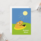 居心地の良いインドア派の猫 日向ぼっこ 冗談 イラスト カード (正面/裏面インサイチュ)