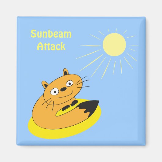 居心地の良いインドア派の猫 日向ぼっこ 冗談 イラスト マグネット (正面)