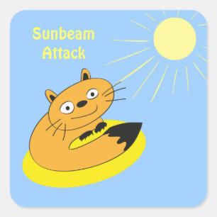居心地の良いインドア派の猫 日向ぼっこ 幽默 イラスト スクエアシール