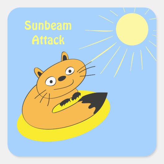 居心地の良いインドア派の猫 日向ぼっこ 幽默 イラスト スクエアシール (正面)
