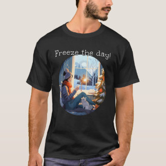 居心地の良いウィンで猫と過ごす楽しい日々を凍結しよう Tシャツ
