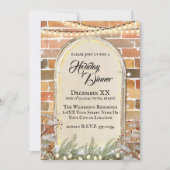 居心地の良いウォーターカラークリスマスウィンドウホリデーディナー 招待状 (正面)