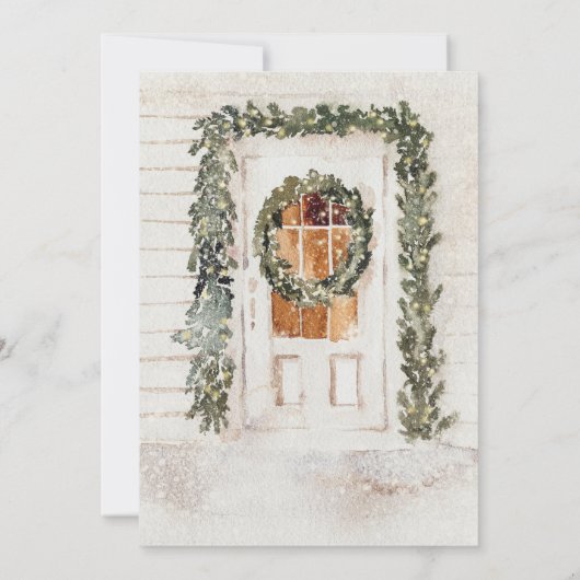 居心地の良いウォーターカラークリスマスディナーパーティー 招待状 (裏面)