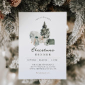 居心地の良いウォーターカラークリスマスディナーパーティー 招待状