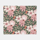 居心地の良いウッドランドラディバグ&ワイルドフラワー自然カラー フリースブランケット (正面(横))