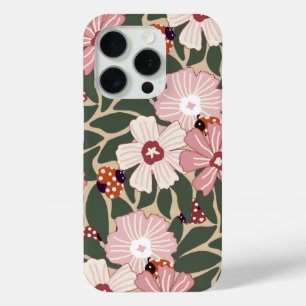 居心地の良いウッドランドラディバグ&ワイルドフラワー自然カラー iPhone 15 PROケース