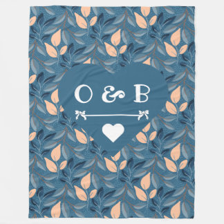 居心地の良いカップルハートとレインフォレスト離れの フリースブランケット