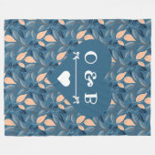 居心地の良いカップルハートとレインフォレスト離れの フリースブランケット (正面(横))