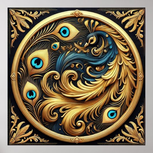 居心地の良いカールした孔雀 ポスター (正面)