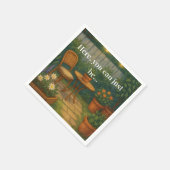 居心地の良いガーデン装飾用クッション- 'Here, You Can Just Be' スタンダードカクテルナプキン (角)