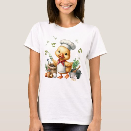 居心地の良いキッチンのアヒル かわいい調理デザイン Tシャツ (正面)