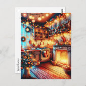 居心地の良いキッチンビンテージクリスマス ポストカード (正面/裏面)