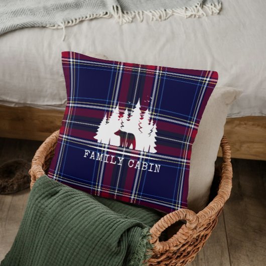 居心地の良いキャビンクラシックデコール、海軍と赤のプライド クッション