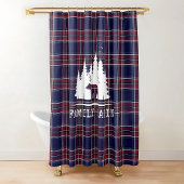 居心地の良いキャビンクラシックデコール、海軍と赤のプライド シャワーカーテン