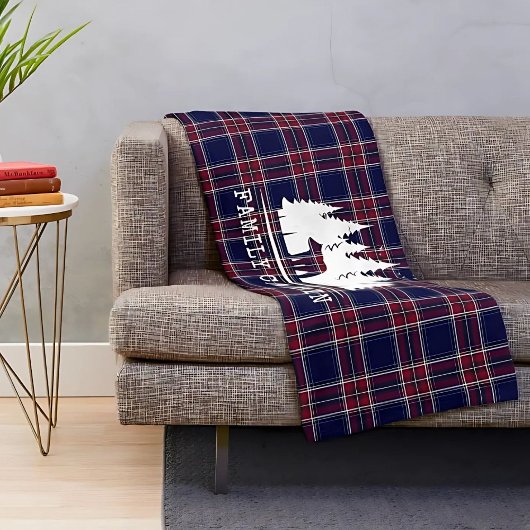 居心地の良いキャビンクラシックデコール、海軍と赤のプライド フリースブランケット